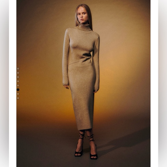 Mango MNG NWT Knitted turtleneck dress brown size small - Picture 6 of 8